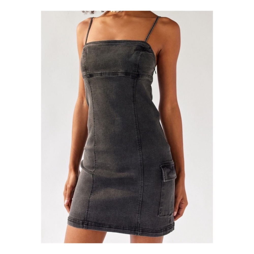 Urban Outfitters Whitney Black Denim Mini Dress (Size Small)